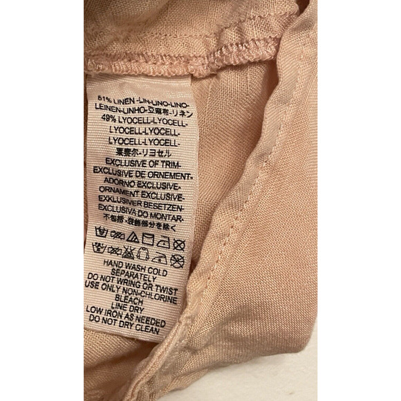 Free People Linen Sleeveless Blouse Top Women Size Small Tie Front Boho Beige - Picture 6 of 6